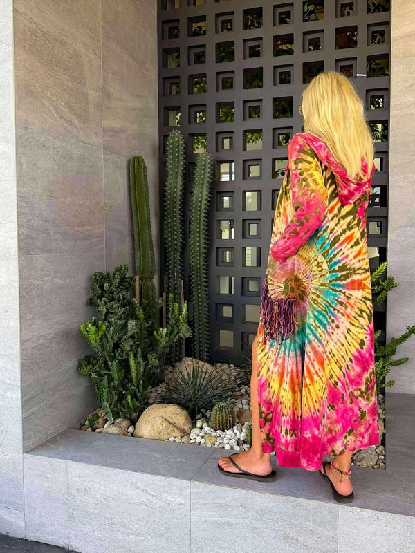 Tie Dye Fringe Kimono
