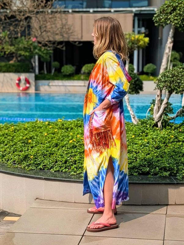 Tie Dye Fringe Kimono
