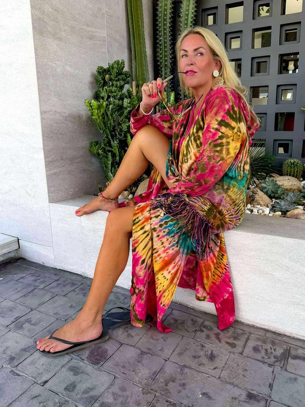 Tie Dye Fringe Kimono