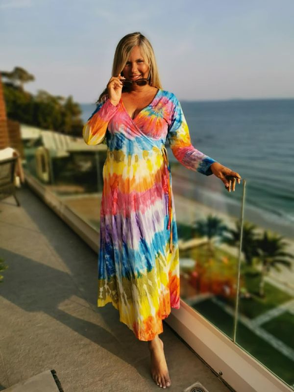 Tie Dye Wrap Dress