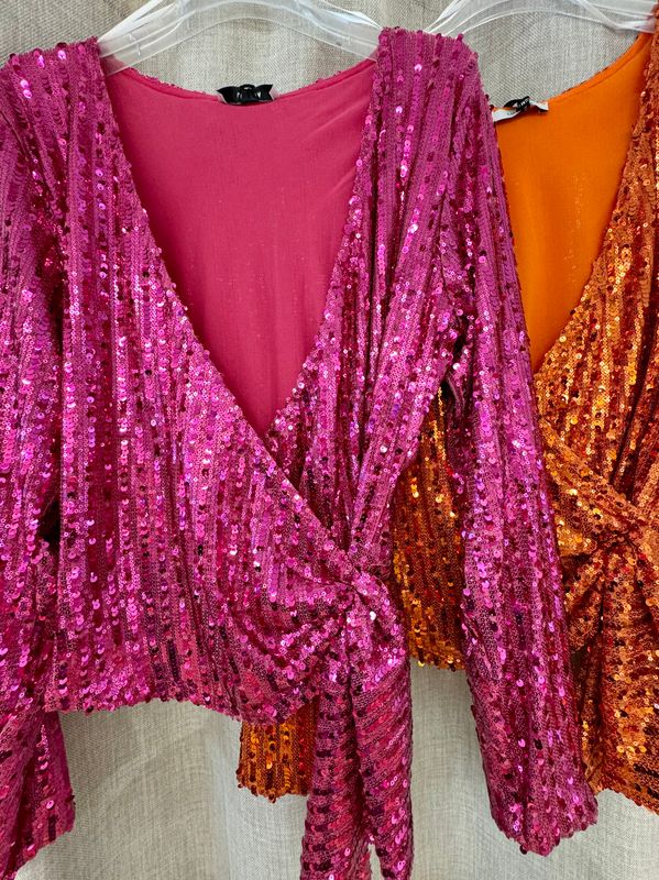 Sequin Wrap Top