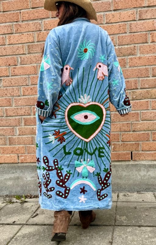 Long Suzani Blue Jacket Love Forever