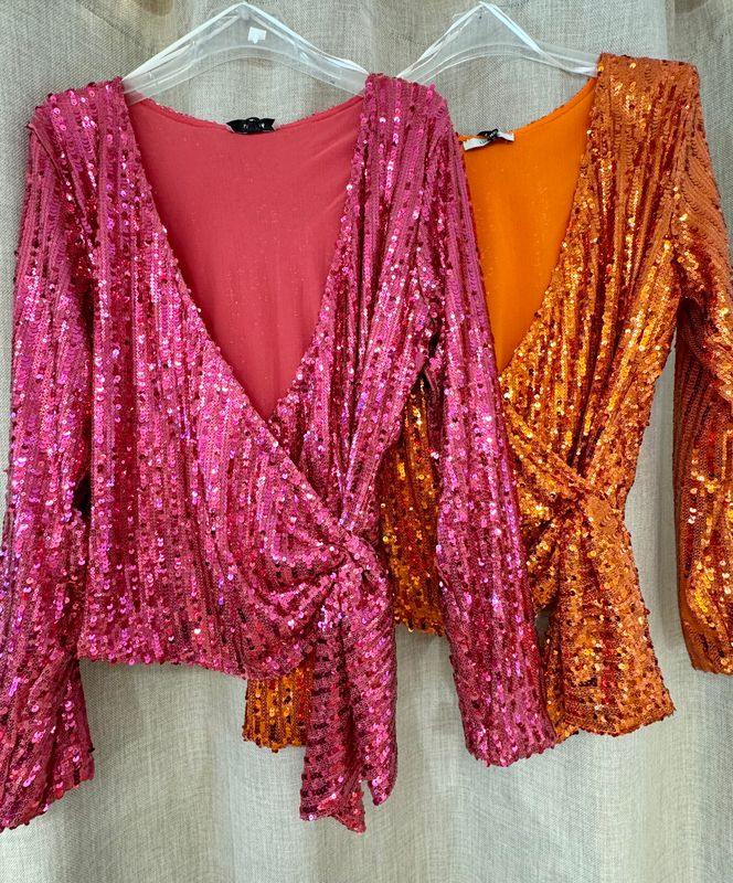 Sequin Wrap Top