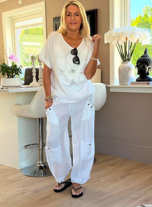 Comfy Button Linen Pant