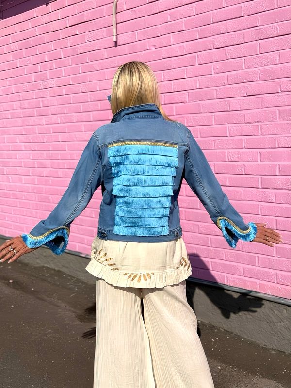 Denim Fringe Jacket Pho Firenze