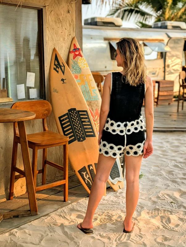Boho Crochet Shorts Set