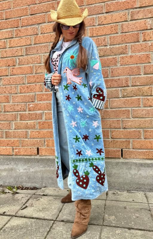 Long Suzani Blue Jacket Love Forever