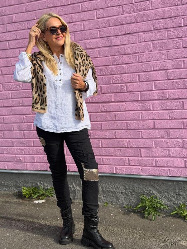 Stretchy Sequin Patch Pant