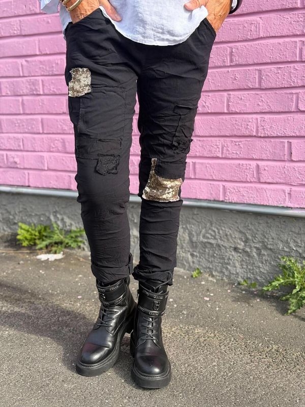 Stretchy Sequin Patch Pant