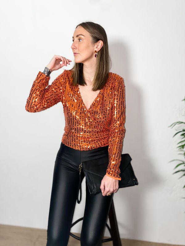 Sequin Wrap Top