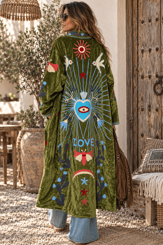 Suzani Velvet Long Kimono Qnuz