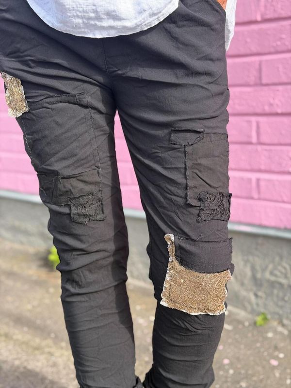 Stretchy Sequin Patch Pant