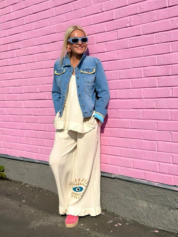 Denim Fringe Jacket Pho Firenze