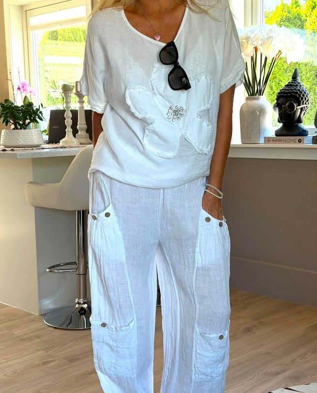 Comfy Button Linen Pant