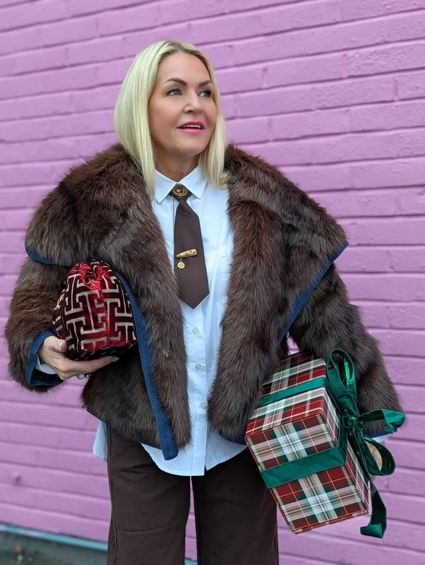Fake Fur With Denim Jacket Qnuz