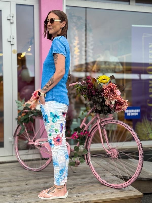 Shiny Flower Stretchy Pant