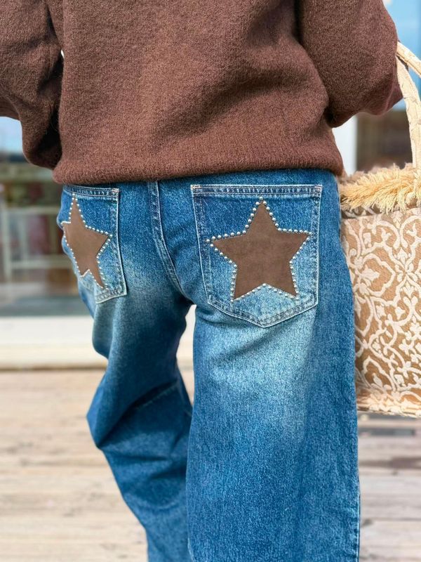 Brown Star Barrel Jeans Love Forever