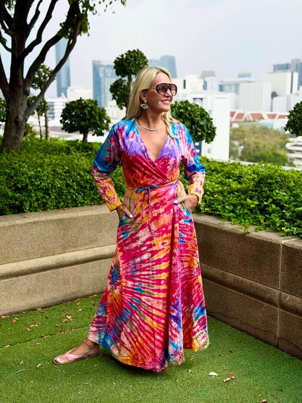 Tie Dye Wrap Dress