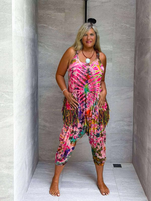 Tie Dye Fringe Jumpsuit 