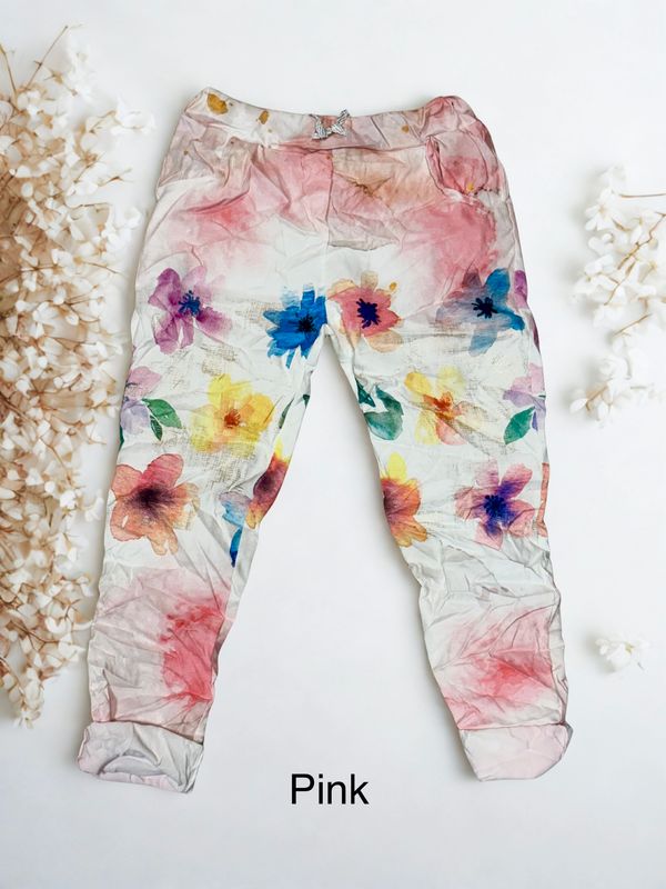 Shiny Flower Stretchy Pant