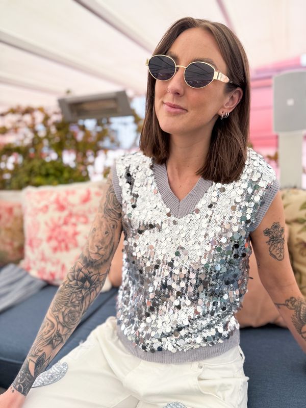 Sequin Knit Vest