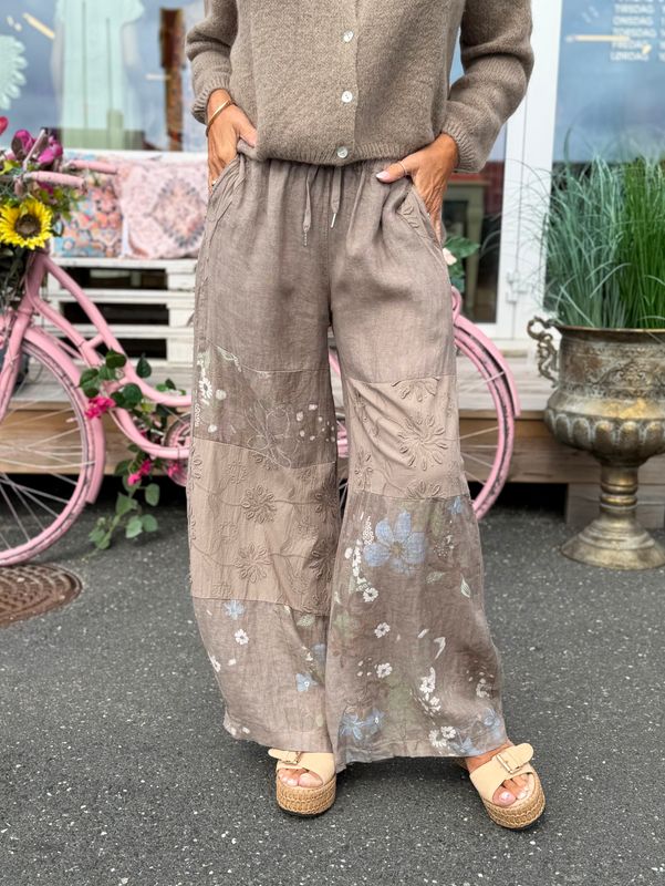 Flower Boho Linen Pant
