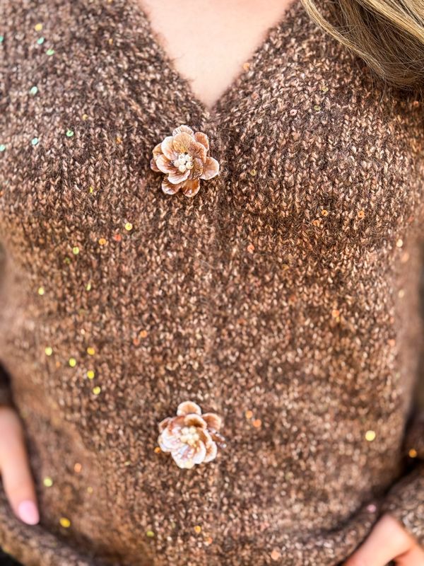 Sequin Flower Cardigan