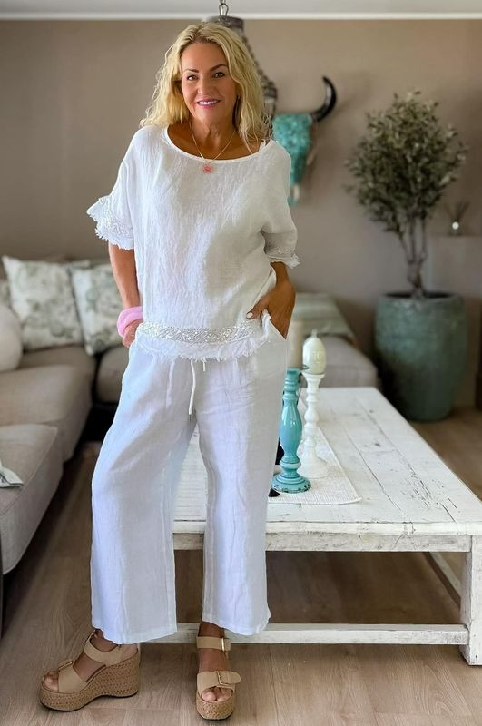 Sequin Linen Tee